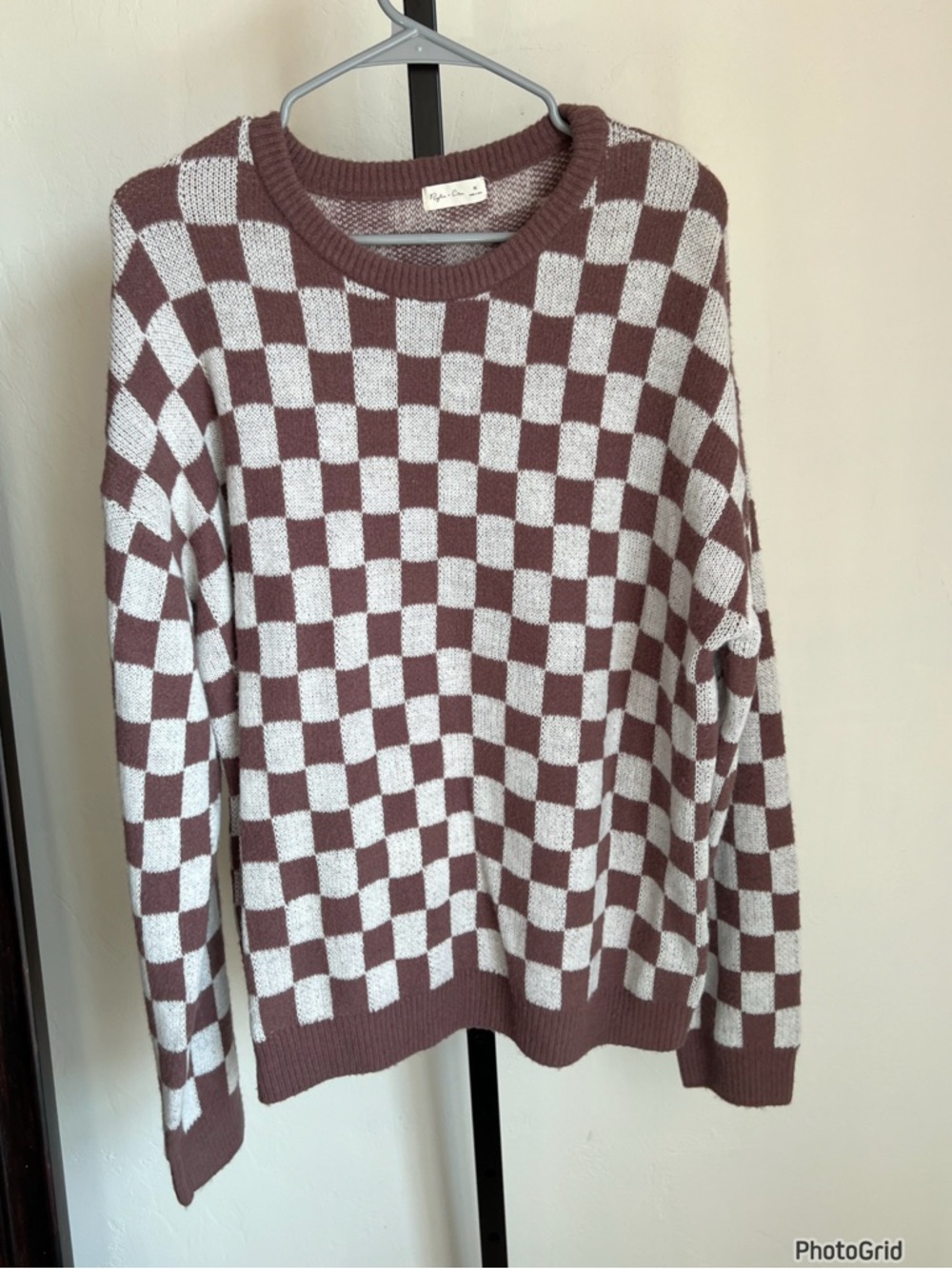 Rylee + Cru Women’s Checkered Knit Pullover XL - Picture 2 of 5